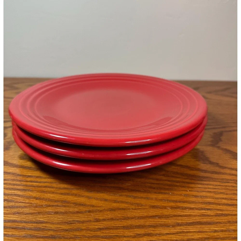 Retired Fiesta Scarlet Red Luncheon Plates Ceramic Homer Laughlin Lead Free
